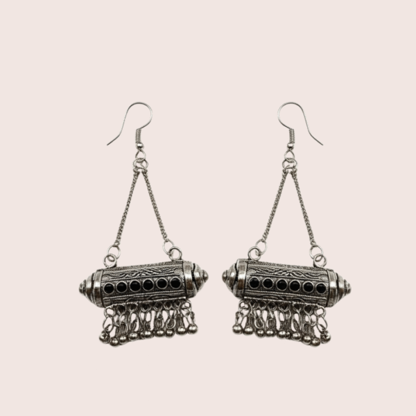 Zara Oxidized Barrel Earrings